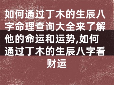 如何通过丁木的生辰八字命理查询大全来了解他的命运和运势,如何通过丁木的生辰八字看财运