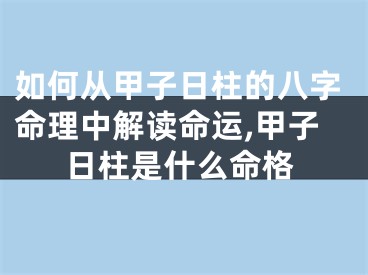 如何从甲子日柱的八字命理中解读命运,甲子日柱是什么命格