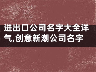 进出口公司名字大全洋气,创意新潮公司名字