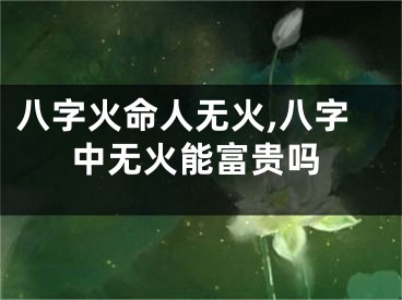 八字火命人无火,八字中无火能富贵吗