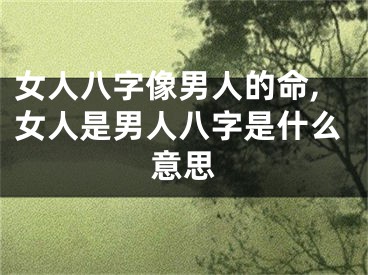 女人八字像男人的命,女人是男人八字是什么意思
