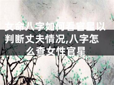 女命八字如何看官星以判断丈夫情况,八字怎么查女性官星