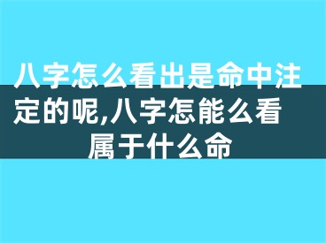八字怎么看出是命中注定的呢,八字怎能么看属于什么命