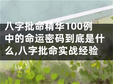 八字批命精华100例中的命运密码到底是什么,八字批命实战经验