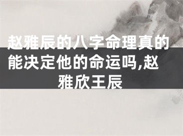 赵雅辰的八字命理真的能决定他的命运吗,赵雅欣王辰