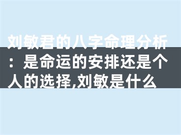 刘敏君的八字命理分析:是命运的安排还是个人的选择,刘敏是什么