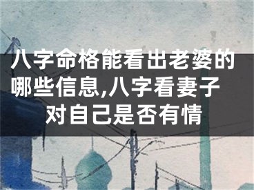 八字命格能看出老婆的哪些信息,八字看妻子对自己是否有情