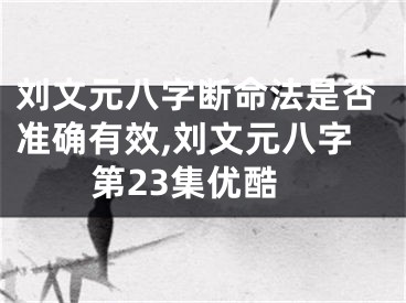 刘文元八字断命法是否准确有效,刘文元八字第23集优酷