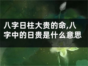 八字日柱大贵的命,八字中的日贵是什么意思