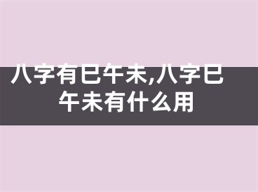 八字有巳午未,八字巳午未有什么用