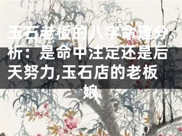 玉石老板的八字命理分析：是命中注定还是后天努力,玉石店的老板娘