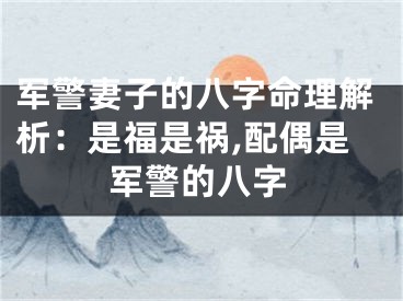 军警妻子的八字命理解析:是福是祸,配偶是军警的八字