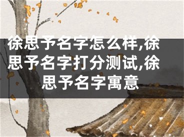 徐思予名字怎么样,徐思予名字打分测试,徐思予名字寓意