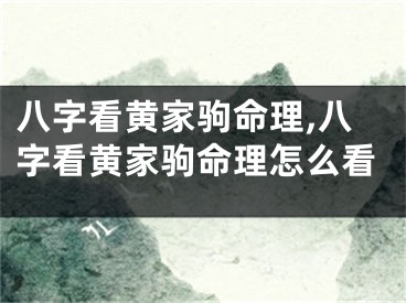 八字看黄家驹命理,八字看黄家驹命理怎么看