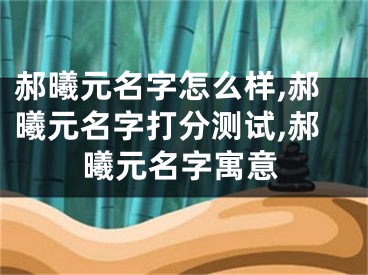 郝曦元名字怎么样,郝曦元名字打分测试,郝曦元名字寓意