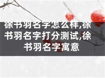 徐书羽名字怎么样,徐书羽名字打分测试,徐书羽名字寓意