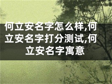 何立安名字怎么样,何立安名字打分测试,何立安名字寓意