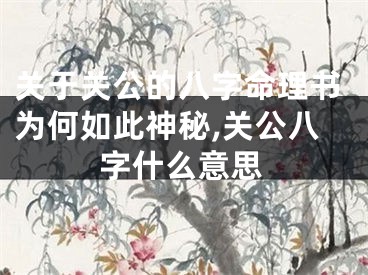 关于关公的八字命理书为何如此神秘,关公八字什么意思