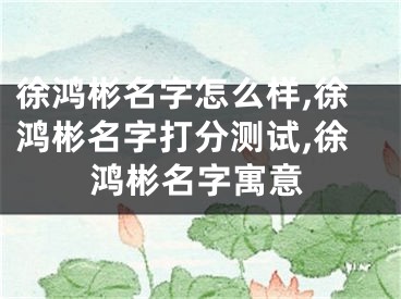 徐鸿彬名字怎么样,徐鸿彬名字打分测试,徐鸿彬名字寓意