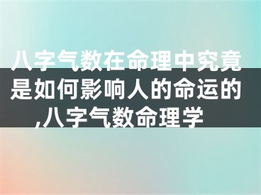 八字气数在命理中究竟是如何影响人的命运的,八字气数命理学