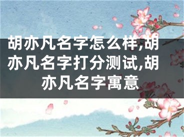 胡亦凡名字怎么样,胡亦凡名字打分测试,胡亦凡名字寓意