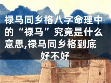 禄马同乡格八字命理中的“禄马”究竟是什么意思,禄马同乡格到底好不好
