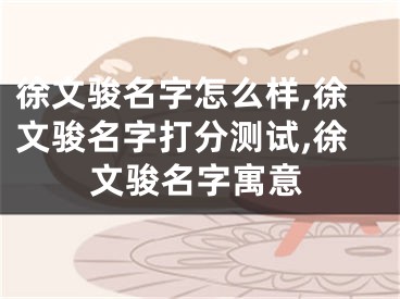徐文骏名字怎么样,徐文骏名字打分测试,徐文骏名字寓意