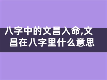 八字中的文昌入命,文昌在八字里什么意思