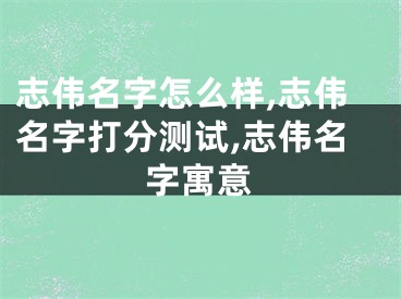 志伟名字怎么样,志伟名字打分测试,志伟名字寓意