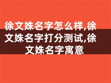 徐文姝名字怎么样,徐文姝名字打分测试,徐文姝名字寓意
