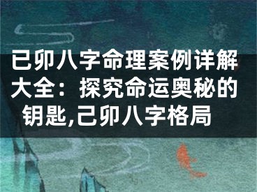 已卯八字命理案例详解大全:探究命运奥秘的钥匙,己卯八字格局