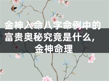 金神入命八字命例中的富贵奥秘究竟是什么,金神命理