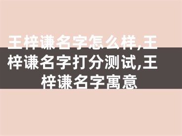 王梓谦名字怎么样,王梓谦名字打分测试,王梓谦名字寓意