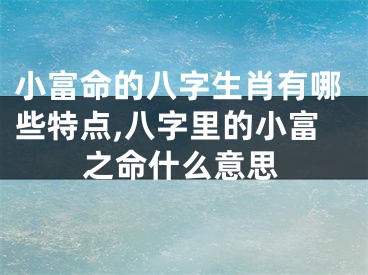 小富命的八字生肖有哪些特点,八字里的小富之命什么意思