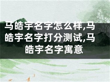 马皓宇名字怎么样,马皓宇名字打分测试,马皓宇名字寓意