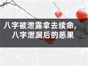 八字被泄露拿去续命,八字泄漏后的恶果