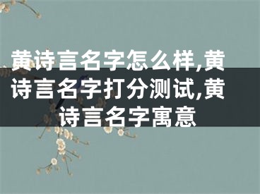 黄诗言名字怎么样,黄诗言名字打分测试,黄诗言名字寓意