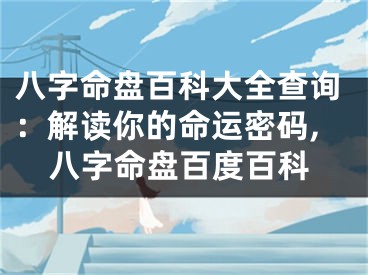 八字命盘百科大全查询：解读你的命运密码,八字命盘百度百科