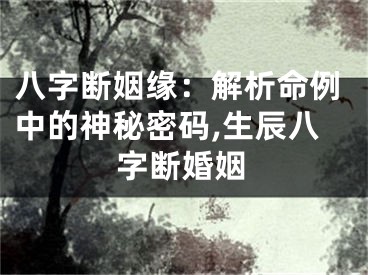八字断姻缘：解析命例中的神秘密码,生辰八字断婚姻