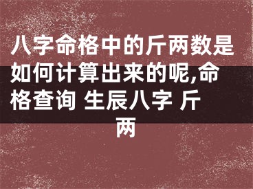 八字命格中的斤两数是如何计算出来的呢,命格查询 生辰八字 斤两
