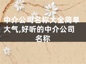 中介公司名称大全简单大气,好听的中介公司名称