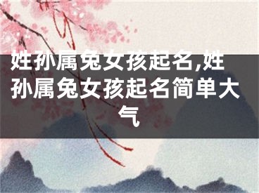 姓孙属兔女孩起名,姓孙属兔女孩起名简单大气