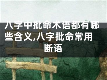 八字中批命术语都有哪些含义,八字批命常用断语