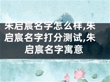 朱启宸名字怎么样,朱启宸名字打分测试,朱启宸名字寓意
