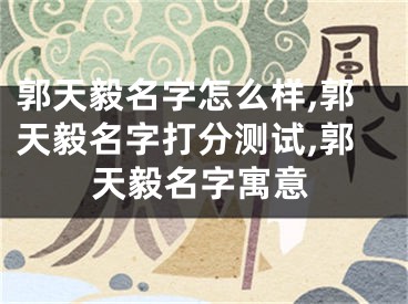 郭天毅名字怎么样,郭天毅名字打分测试,郭天毅名字寓意