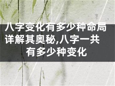 八字变化有多少种命局详解其奥秘,八字一共有多少种变化