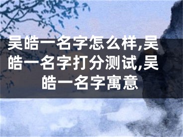 吴皓一名字怎么样,吴皓一名字打分测试,吴皓一名字寓意