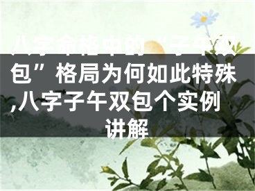 八字命格中的“子午双包”格局为何如此特殊,八字子午双包个实例讲解
