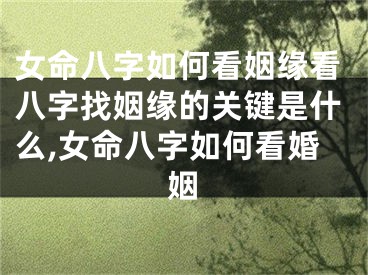 女命八字如何看姻缘看八字找姻缘的关键是什么,女命八字如何看婚姻
