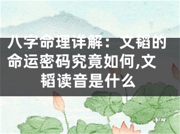 八字命理详解：文韬的命运密码究竟如何,文韬读音是什么